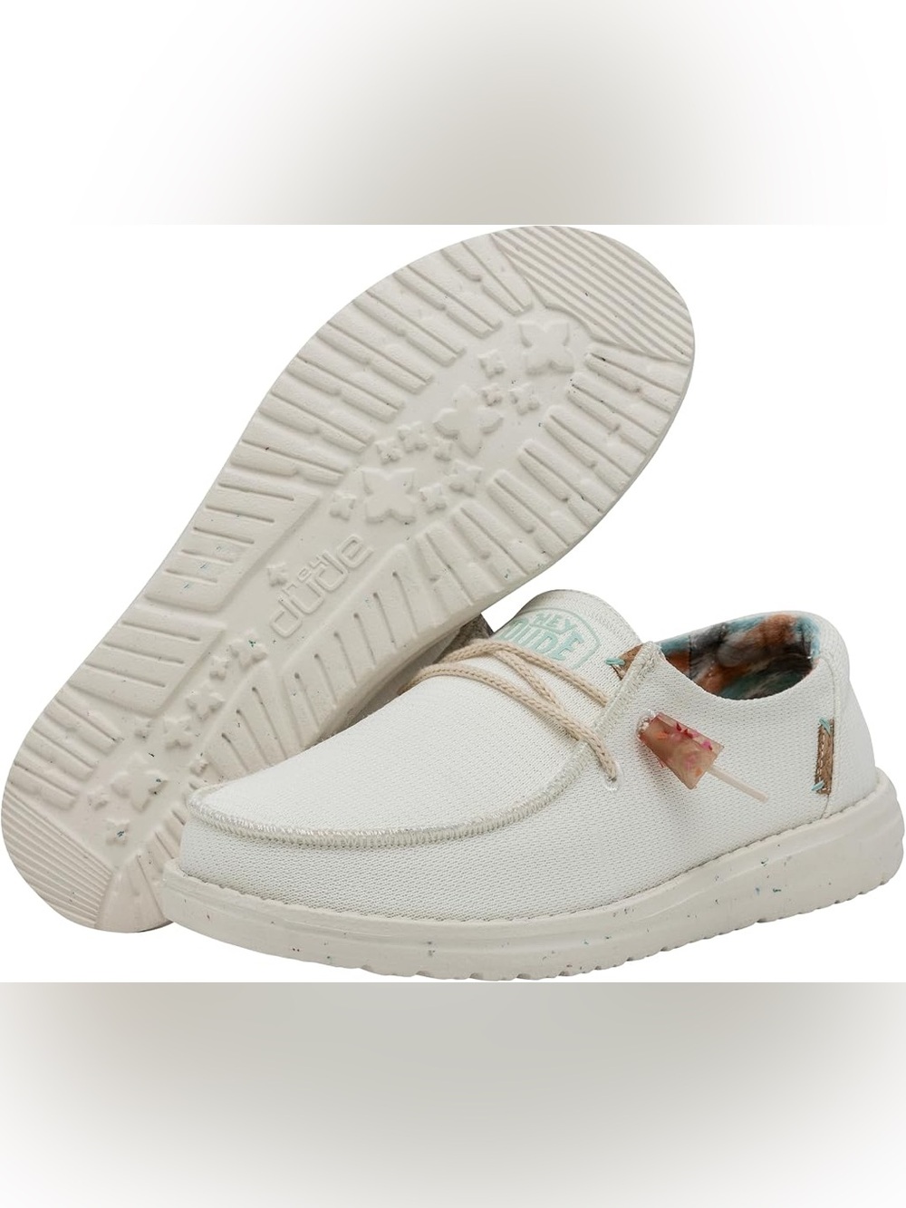 HEYDUDE Women's Wendy Eco Sox White slip-on shoes, Size 11